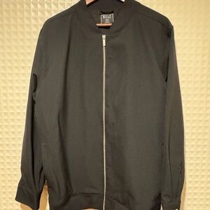Black Zip Up Sweater with Stand-Up Collar